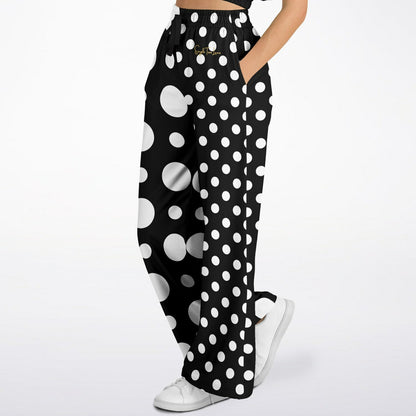 Bubbles in Black and White Eco-Poly Wide Leg Pants