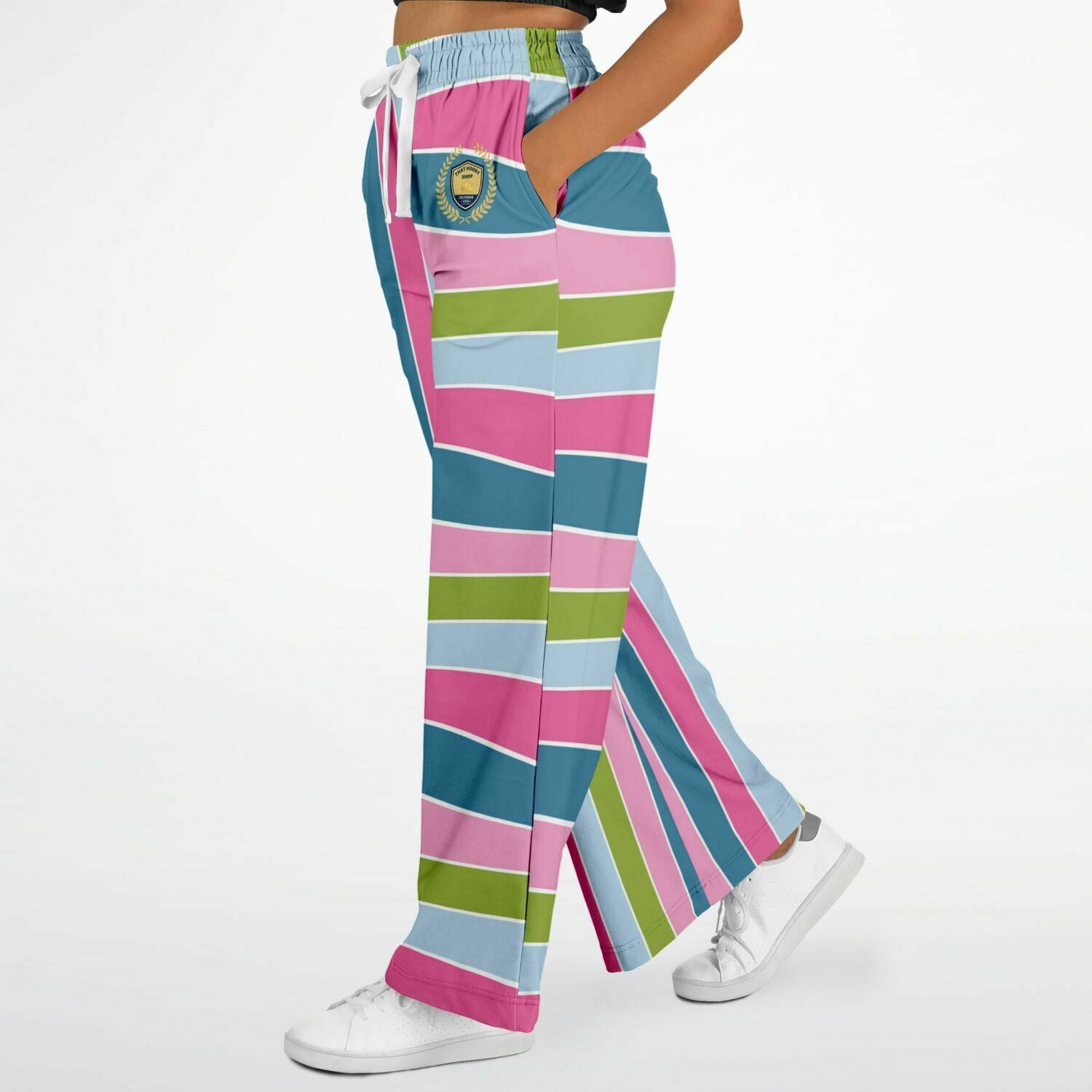 Easter Pastel Rugby Stripe Eco-Poly Wide Leg Pants