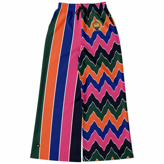 Pink Cerise Rugby Stripe Eco-Poly Wide Leg Pants