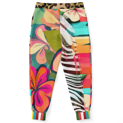 Man in Transition Floral Zebra Print Eco-Poly Unisex Joggers