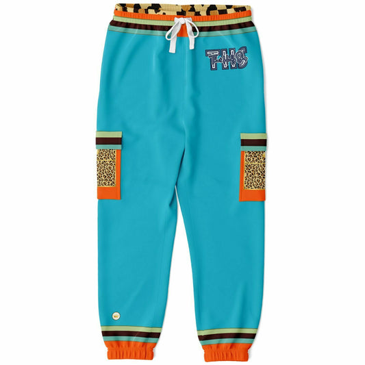Bahamian Blue Leopard LUXE Eco-Poly Unisex Cargo Joggers