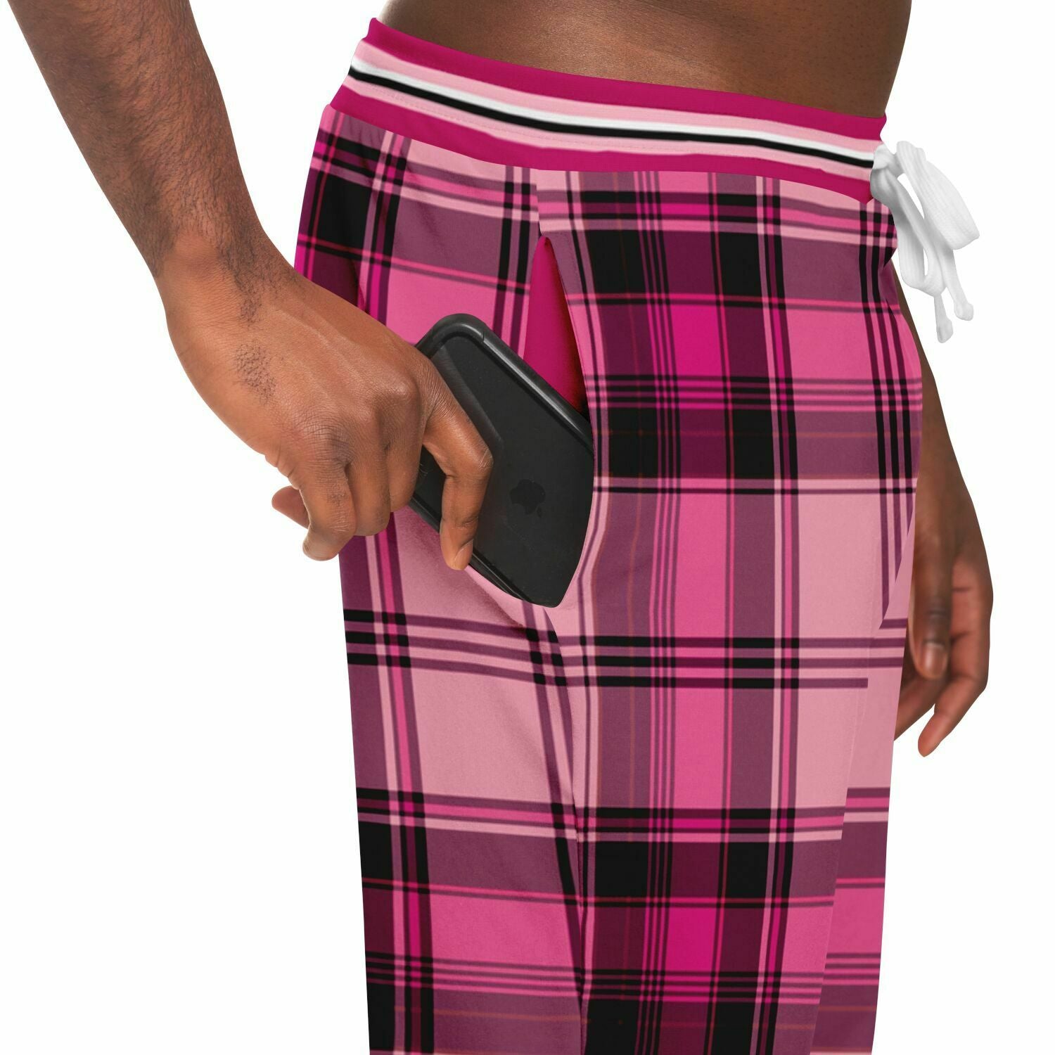 CA 1850 Joggers unisex de poliéster ecológico Plaidster rosa 