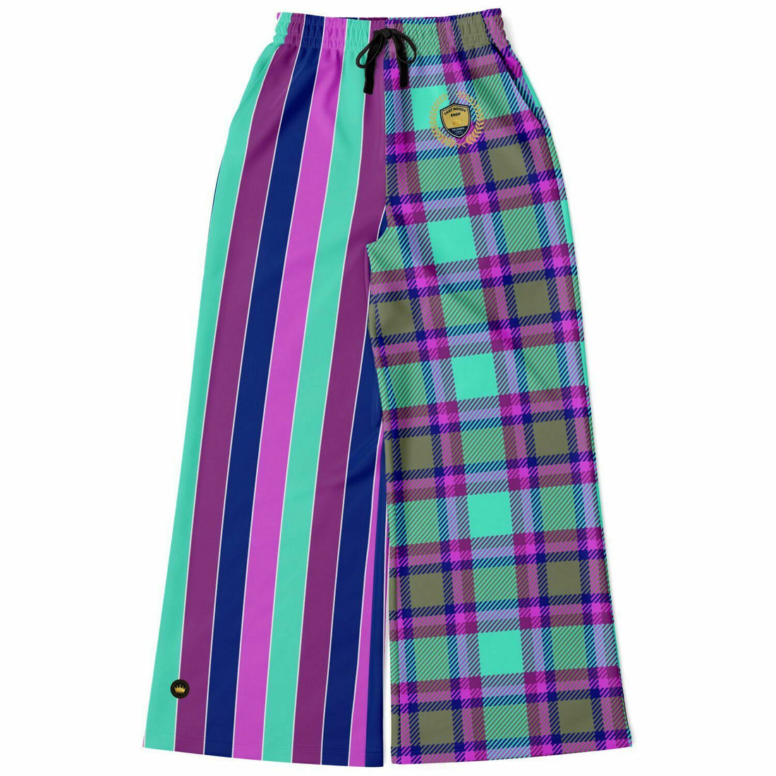 Purpalicious Plaid Rugby Stripe Eco-Poly Wide Leg Pants