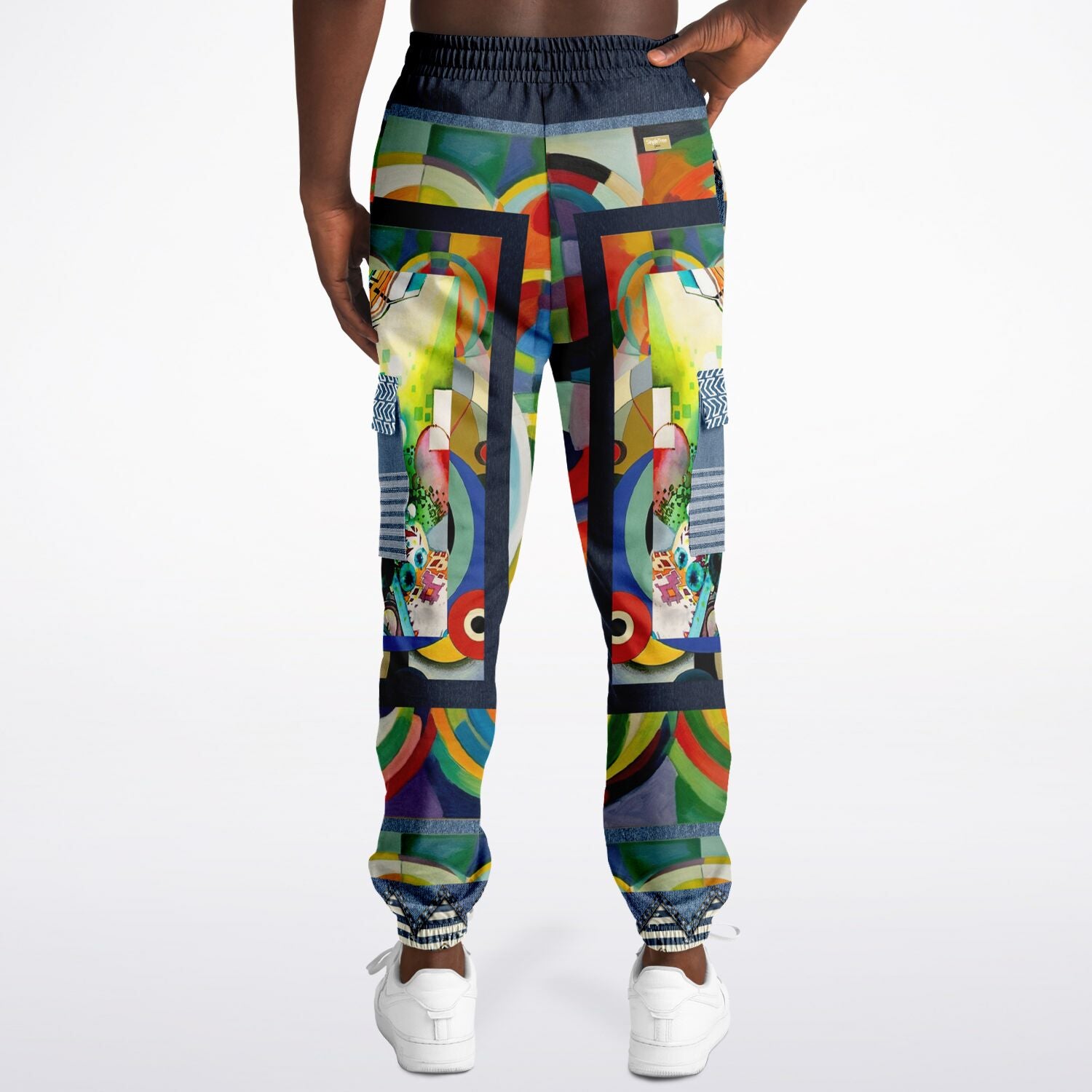 Sphynx of the New Realm Denim Rainbow Swirl Eco-Poly Joggers cargo unisex