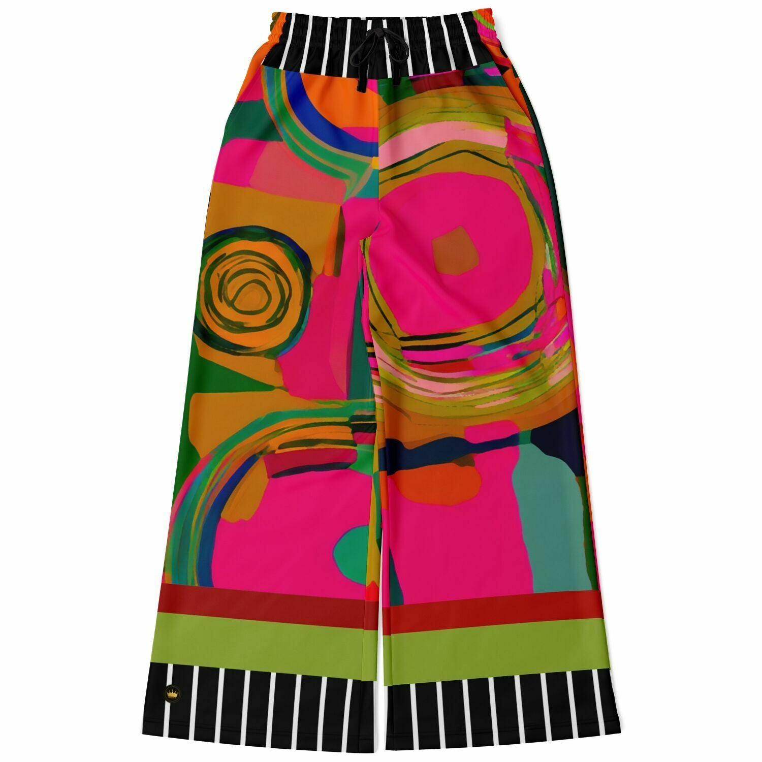 Pantalones anchos de poliéster ecológico con estampado floral abstracto de Tulip rosa 