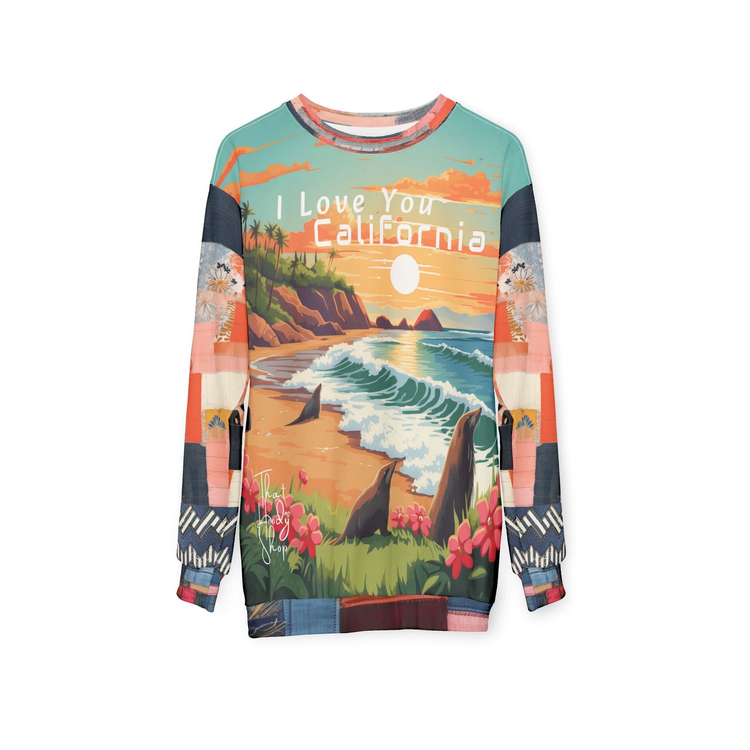 Te amo California - Sudadera unisex con leones marinos de la costa de Santa Bárbara