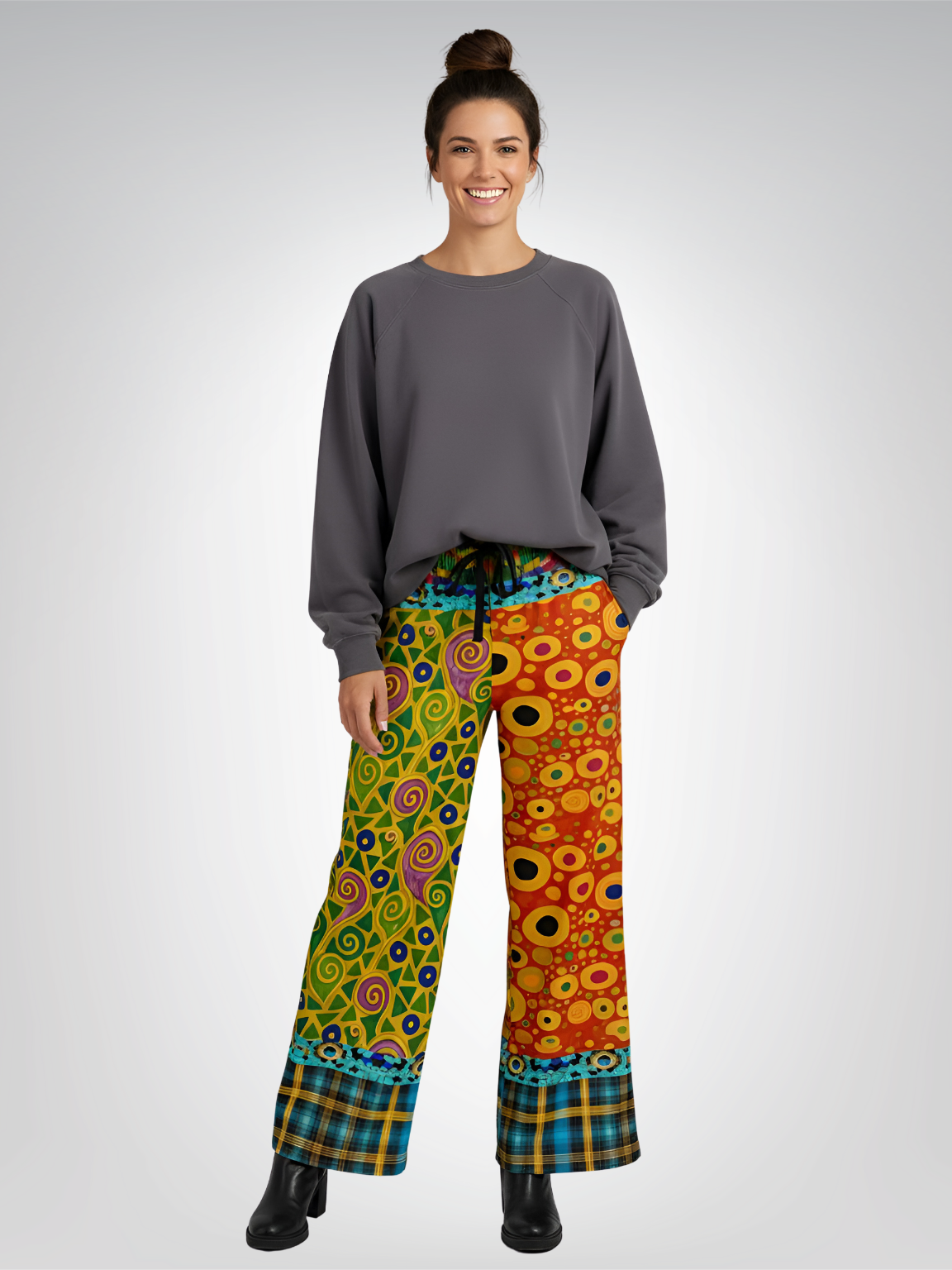 Call Me Fritza in Medallion Art Deco Print Eco-Poly Wide Leg Pants
