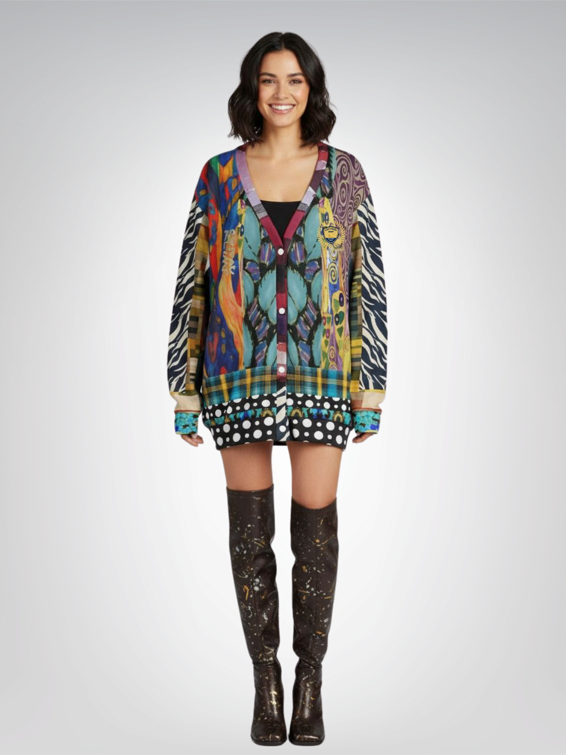 Call Me Fritza Art Deco Print Heavyweight Unisex Cardigan