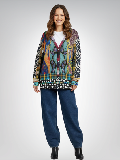 Call Me Fritza Art Deco Print Heavyweight Unisex Cardigan