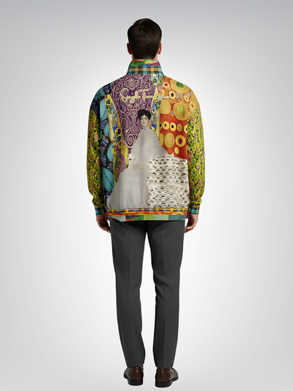 Call Me Fritza Art Deco Print Heavyweight Oversized Quarter Zip Sweatshirt