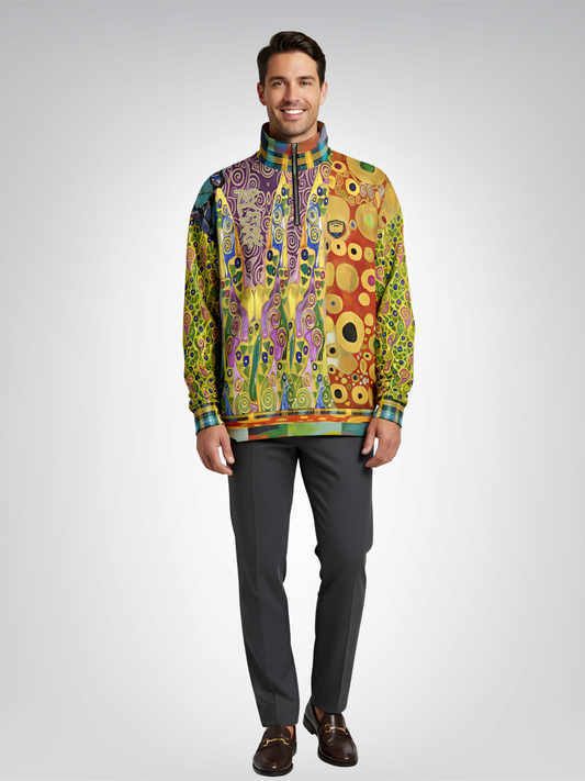 Call Me Fritza Art Deco Print Heavyweight Oversized Quarter Zip Sweatshirt