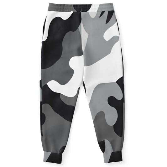 Black and White Eco-Poly Camo Unisex Joggers