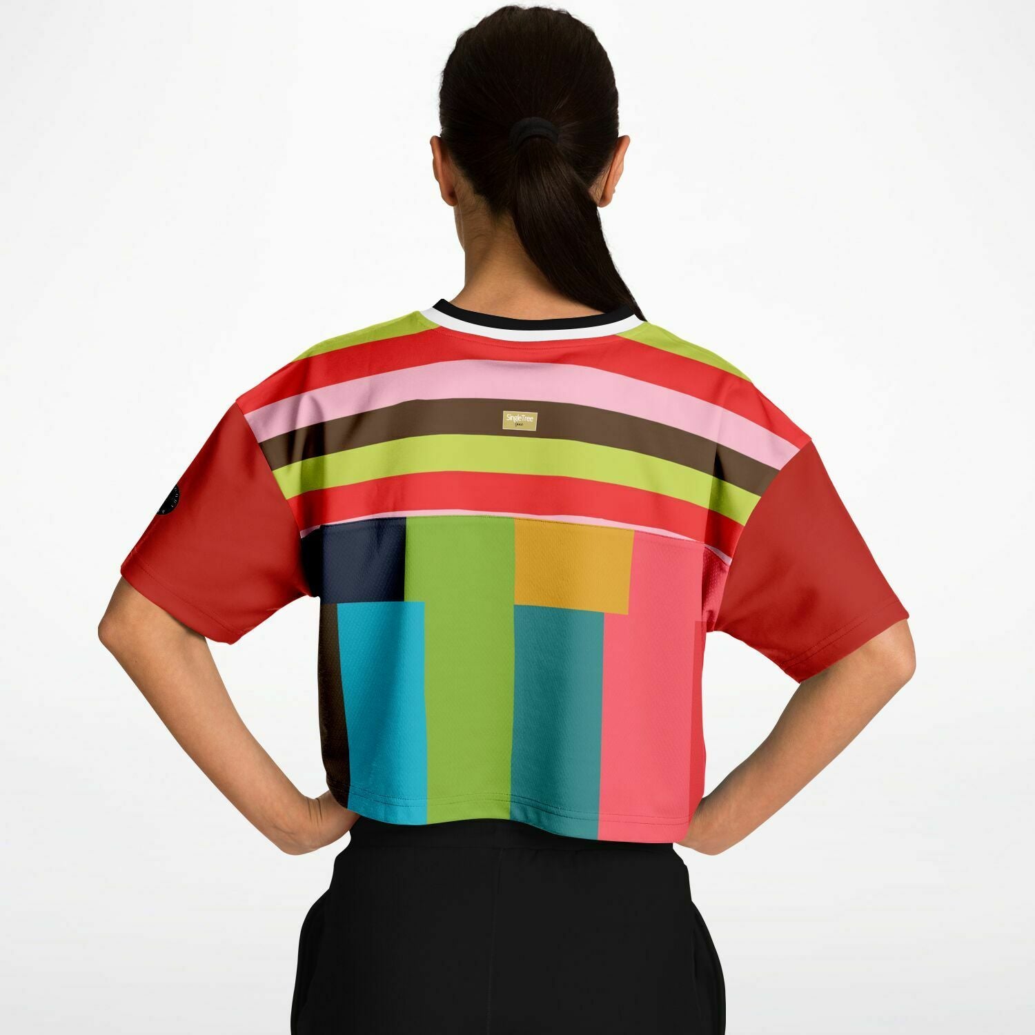 Watermelon Crush Rugby Stripe Eco-Poly Crop Jersey