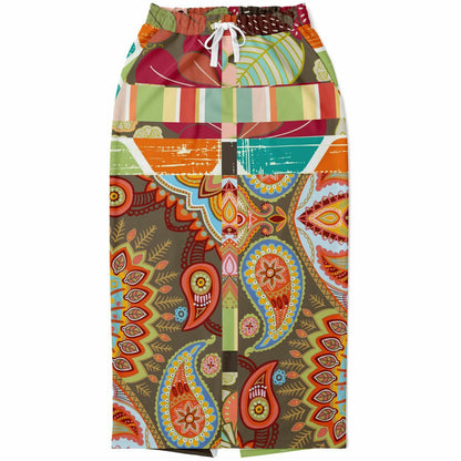 Wyatt Earth Retro 70s Paisley Print Eco-Poly Long Pocket Skirt