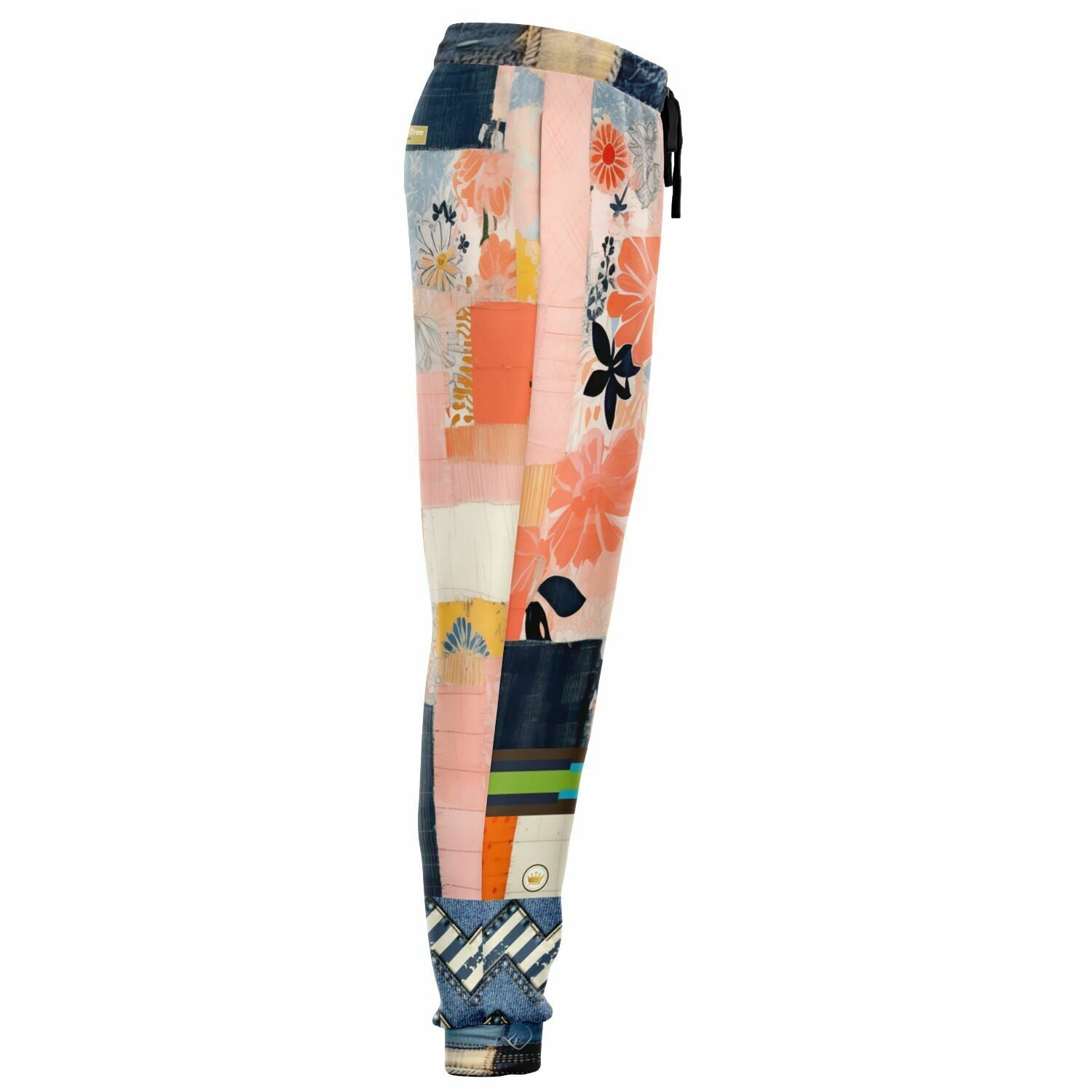The Sultry Coed Pink Floral Patchwork Eco-Poly Unisex Joggers