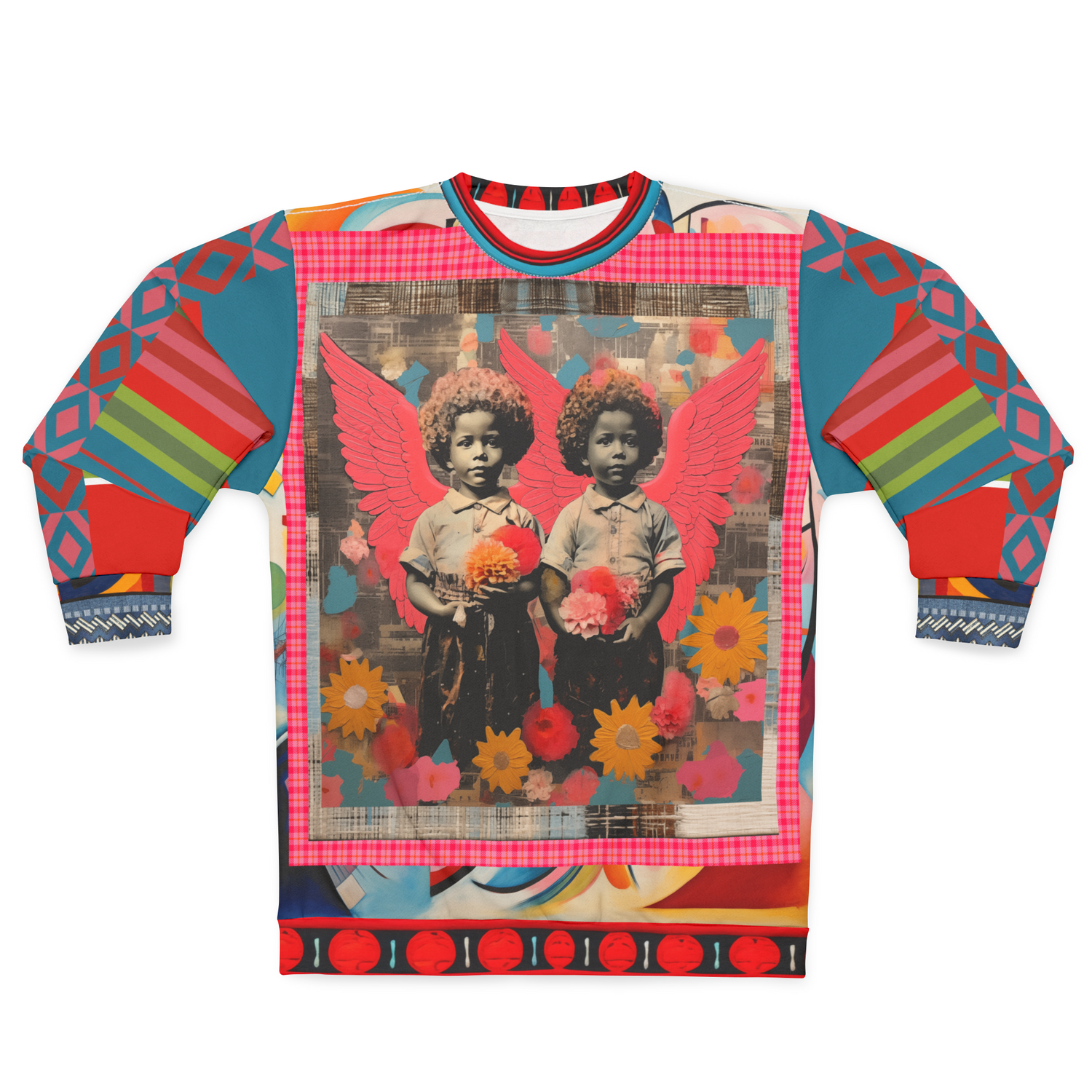 Cherub Twins in Ebony Mixed Media Unisex Sweatshirt (Gold Label)