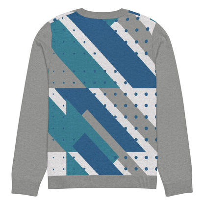 Ski the Slopes in Blue Knitted Crewneck Sweater