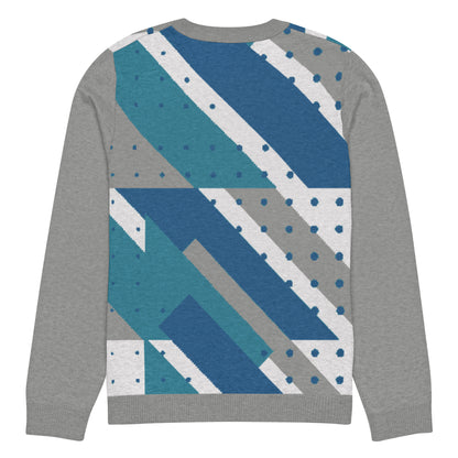 Ski the Slopes in Blue Knitted Crewneck Unisex Sweater