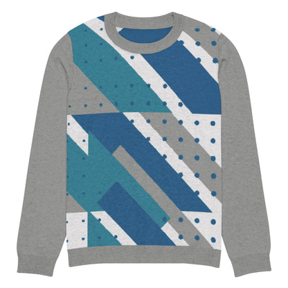 Ski the Slopes in Blue Knitted Crewneck Unisex Sweater