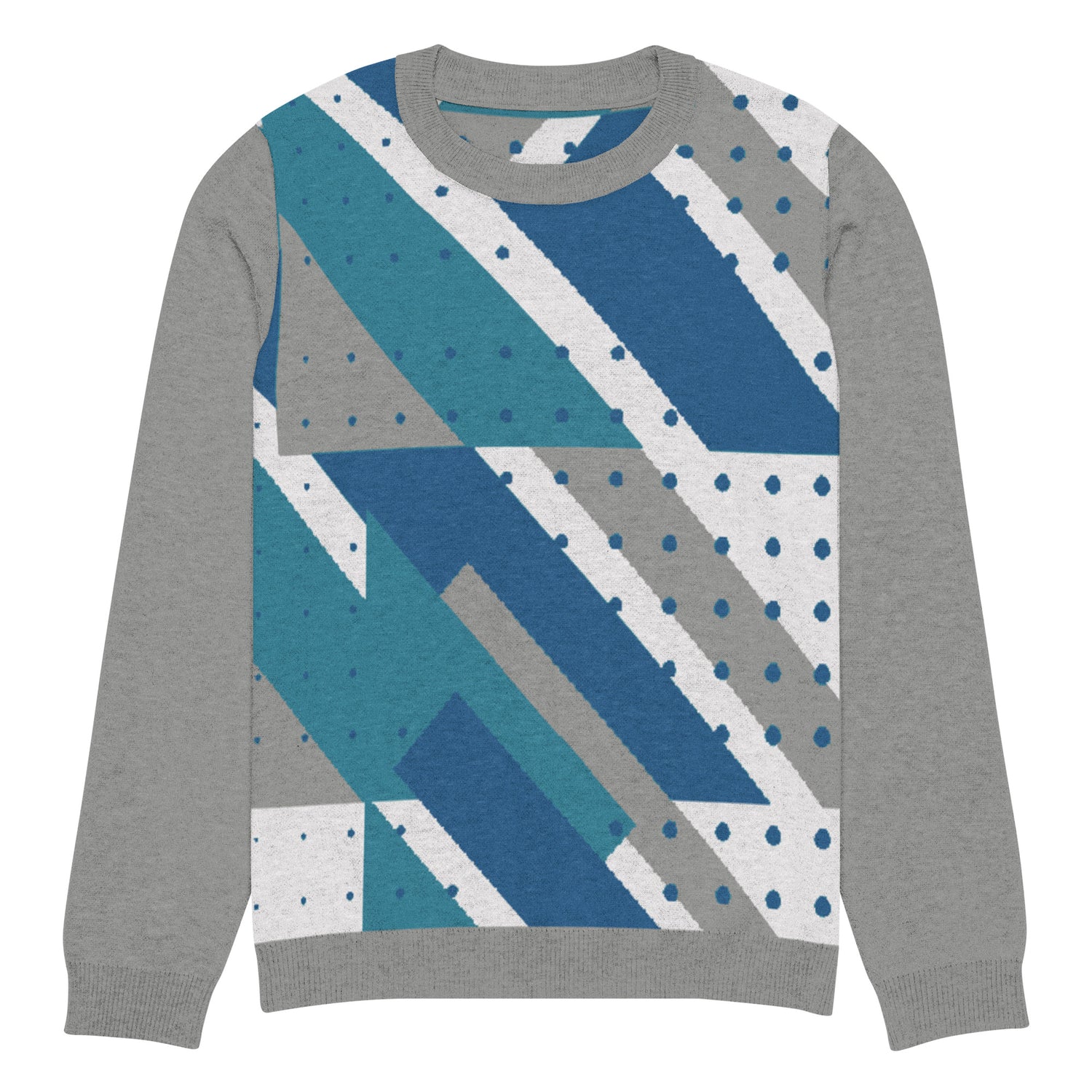 Ski the Slopes in Blue Knitted Crewneck Sweater