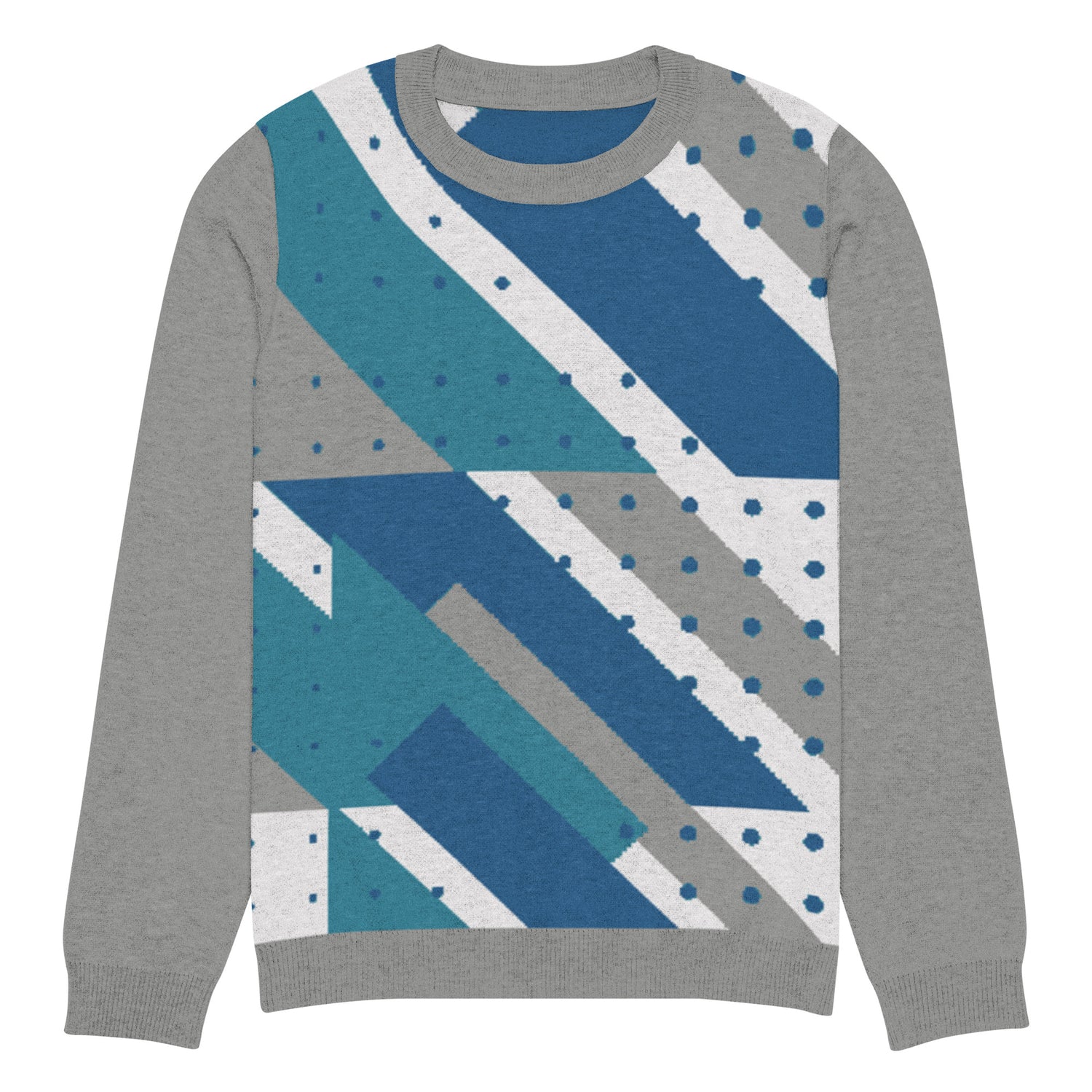 Ski the Slopes in Blue Knitted Crewneck Unisex Sweater