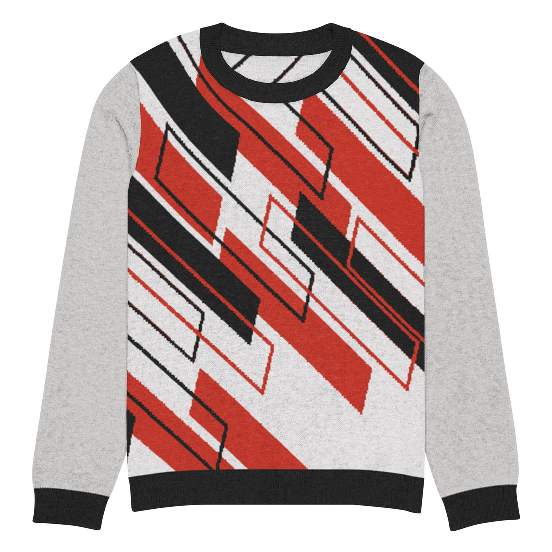 Ski the Slopes in Red Knitted Crewneck Sweater