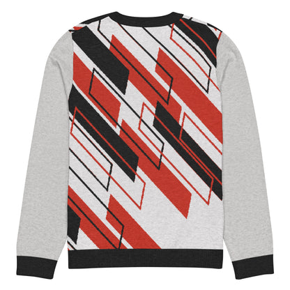 Ski the Slopes in Red Knitted Crewneck Sweater