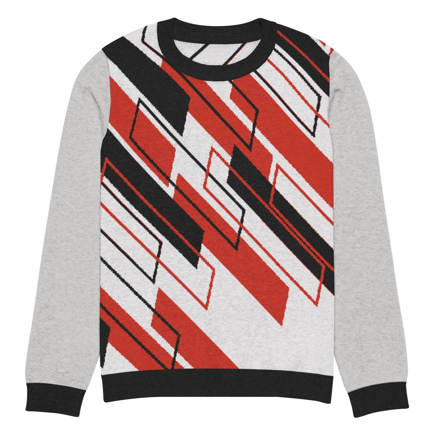 Ski the Slopes in Red Knitted Crewneck Sweater