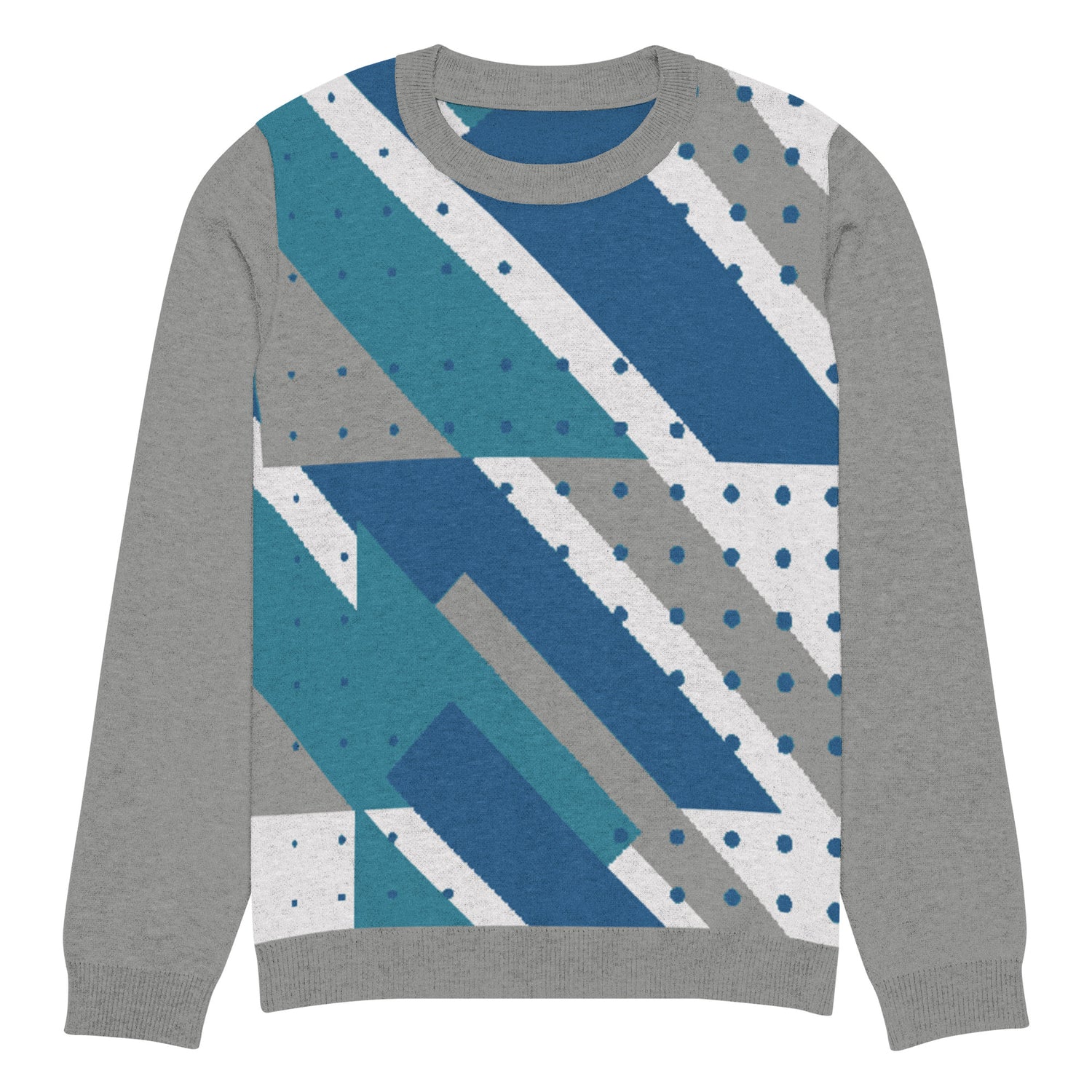 Ski the Slopes in Blue Knitted Crewneck Sweater