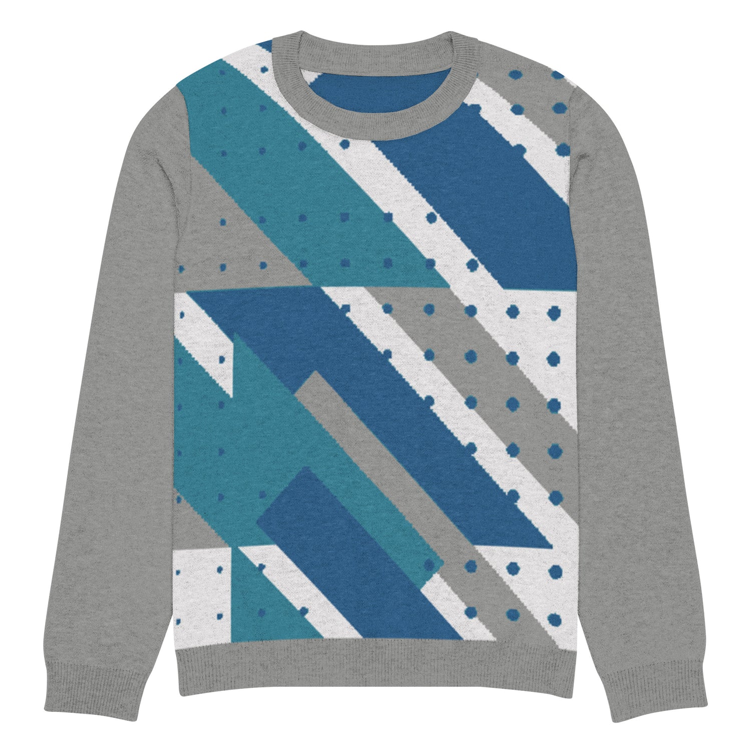 Ski the Slopes in Blue Knitted Crewneck Unisex Sweater