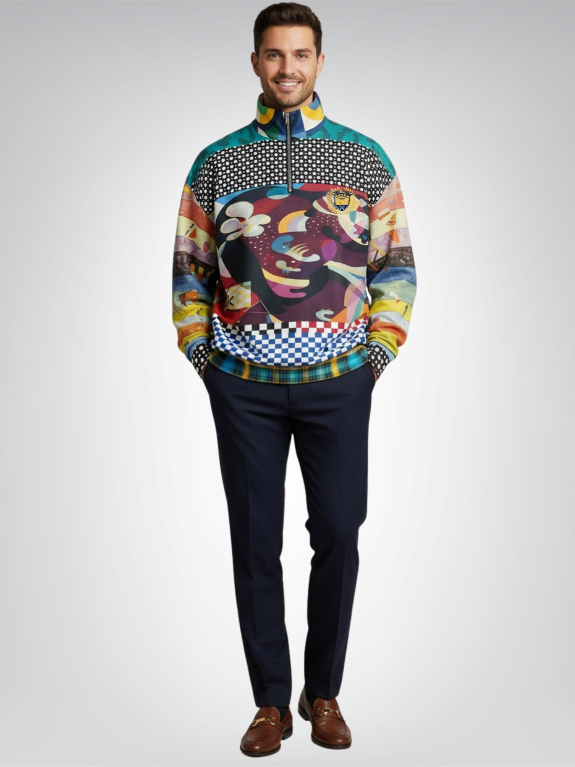 Composition in Nines - Kandinsky Heavyweight Oversized Quarter Zip Sweatshirt