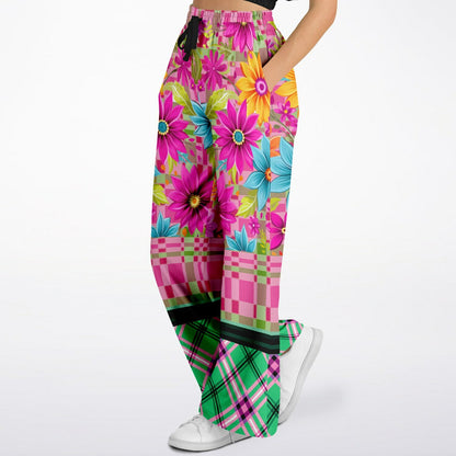 Cool Pink Jubilee Plaid Eco-Poly Wide Leg Pants