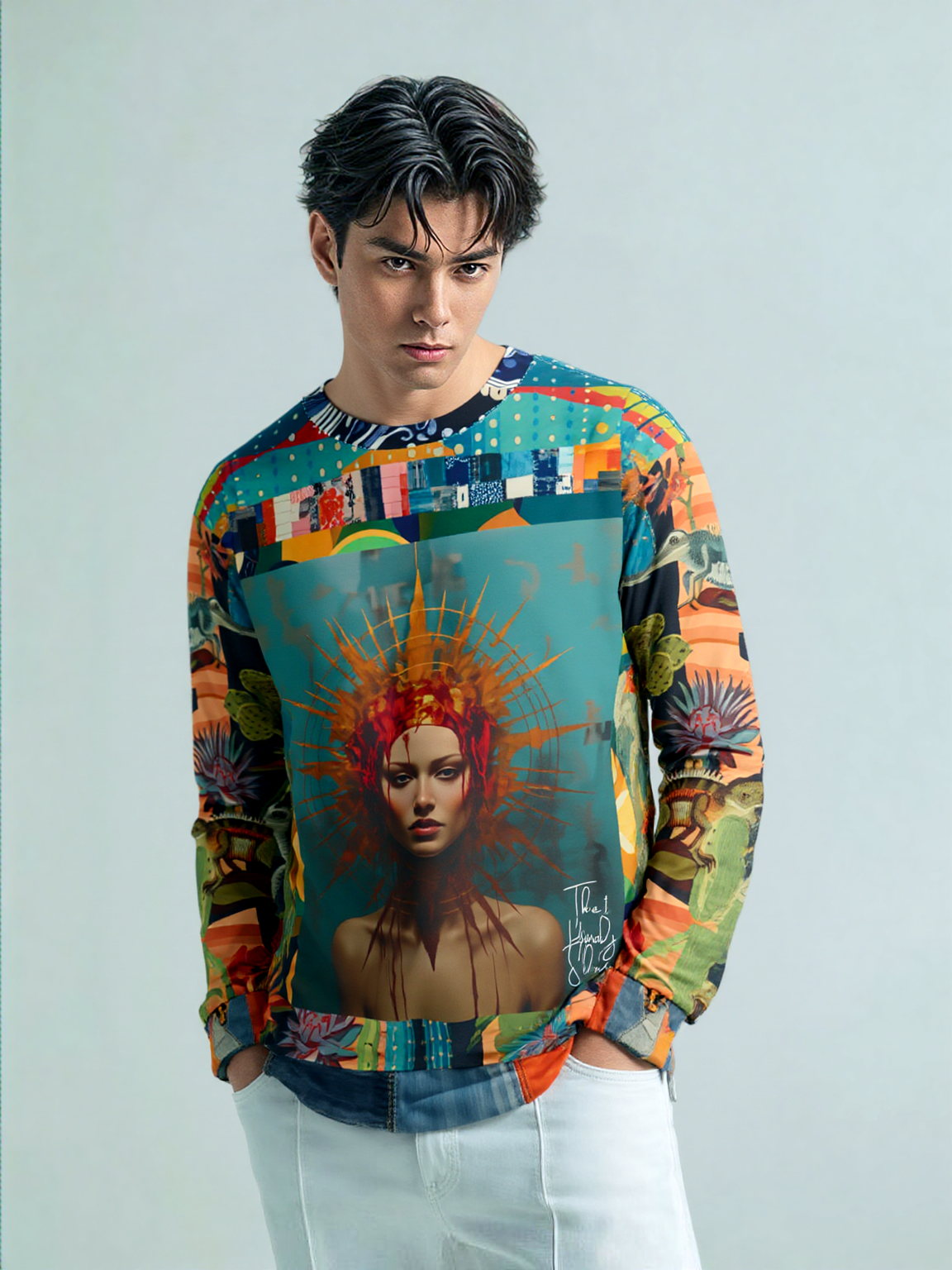 The Crown of the Crucifixion Patchwork Print Unisex Sweatshirt (Gold Label)