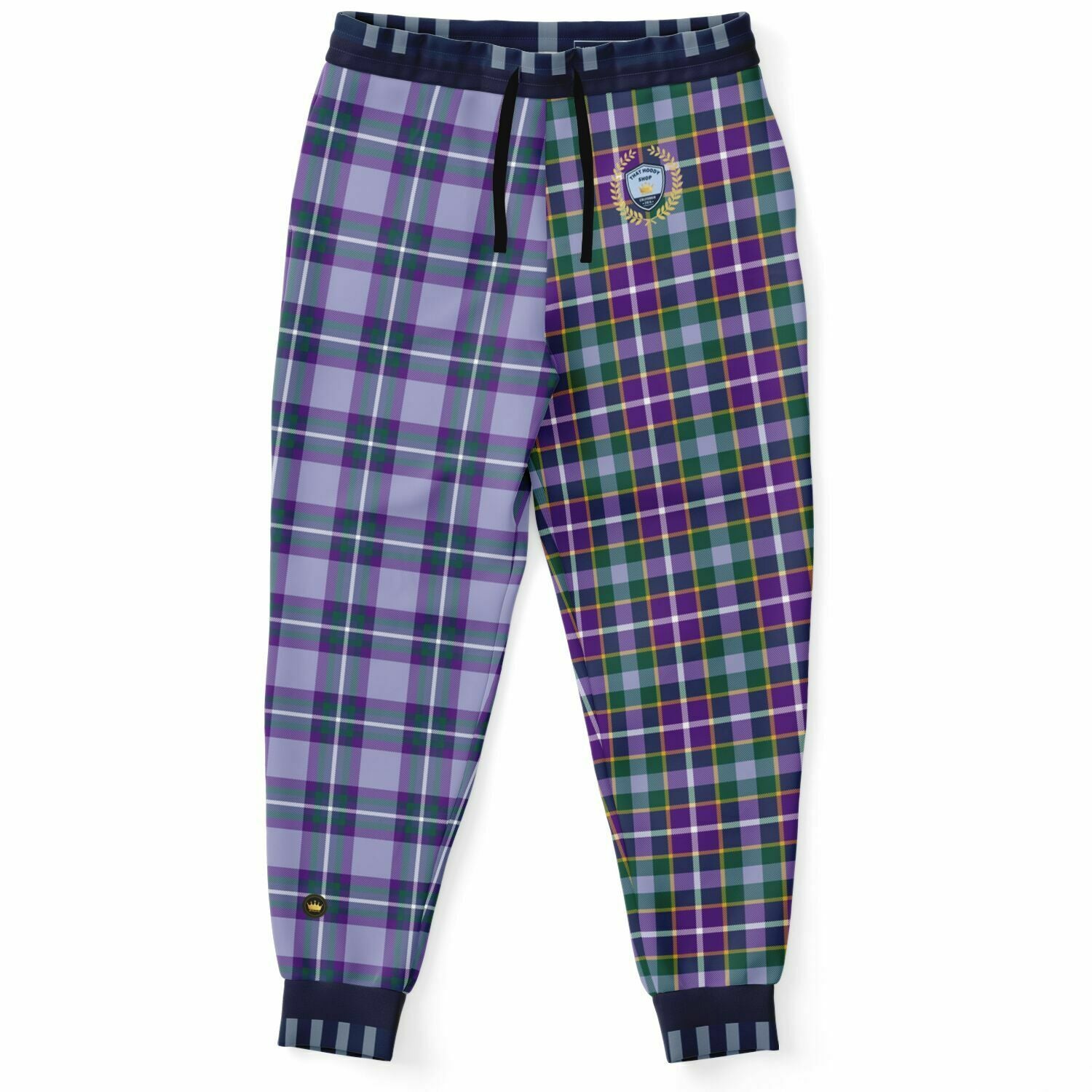 Joggers unisex de poliéster ecológico con cuadros de tartán Purple Crush 