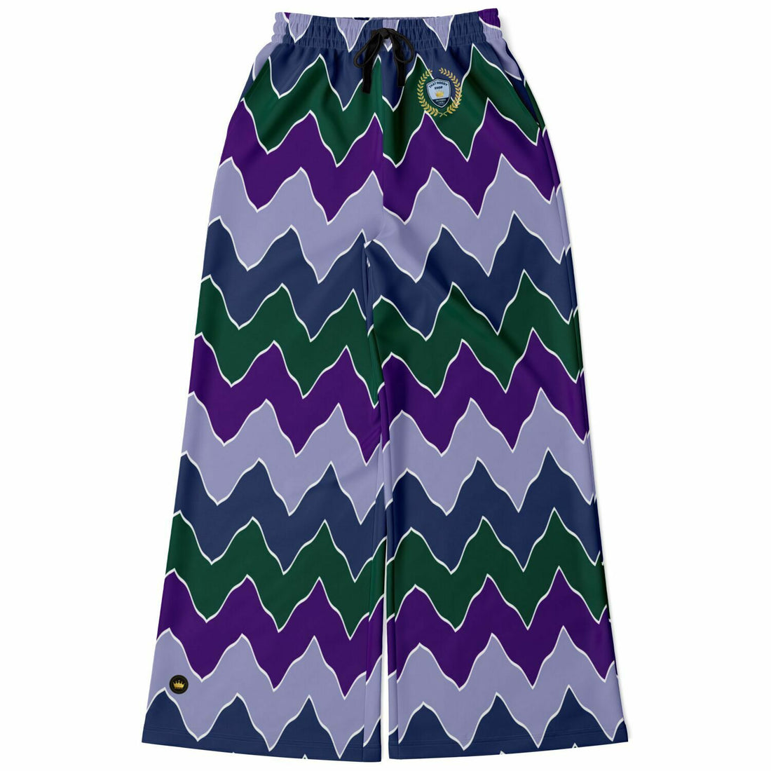 Pantalones anchos de poliéster ecológico con rayas de llamas en chevron Crush morado 