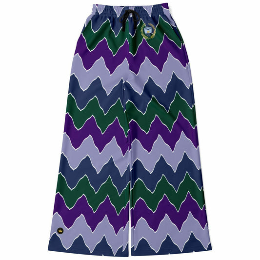 Pantalones anchos de poliéster ecológico con rayas de llamas en chevron Crush morado 