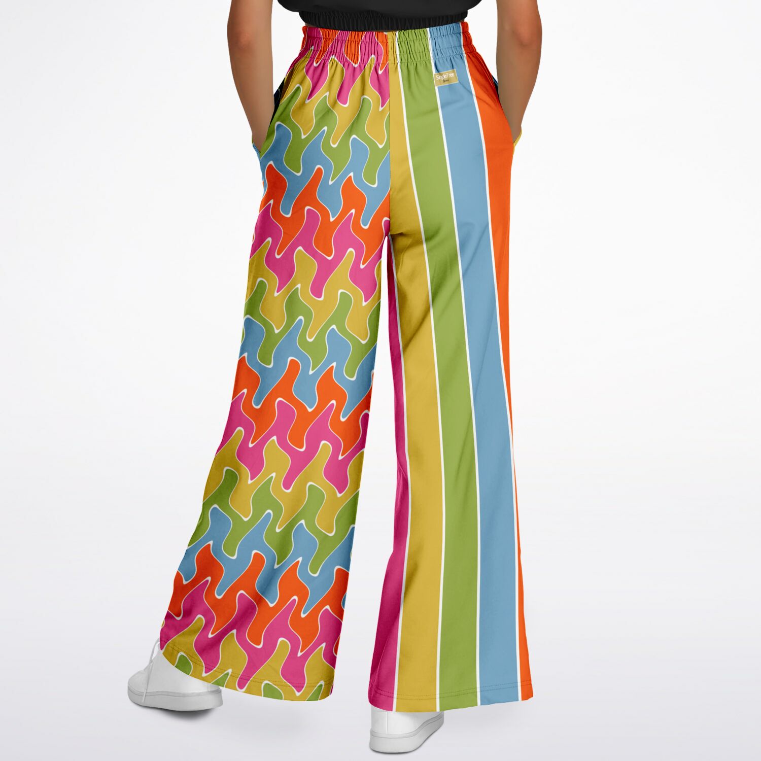 Spring Rain Rugby Stripe Eco-Poly Wide Leg Pants