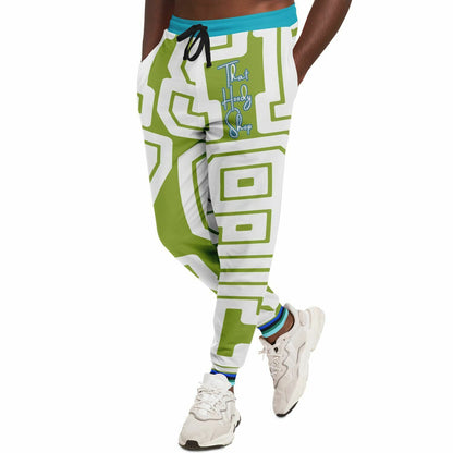 Monograma THS 1976 CA en joggers unisex de poliéster ecológico verde manzana 