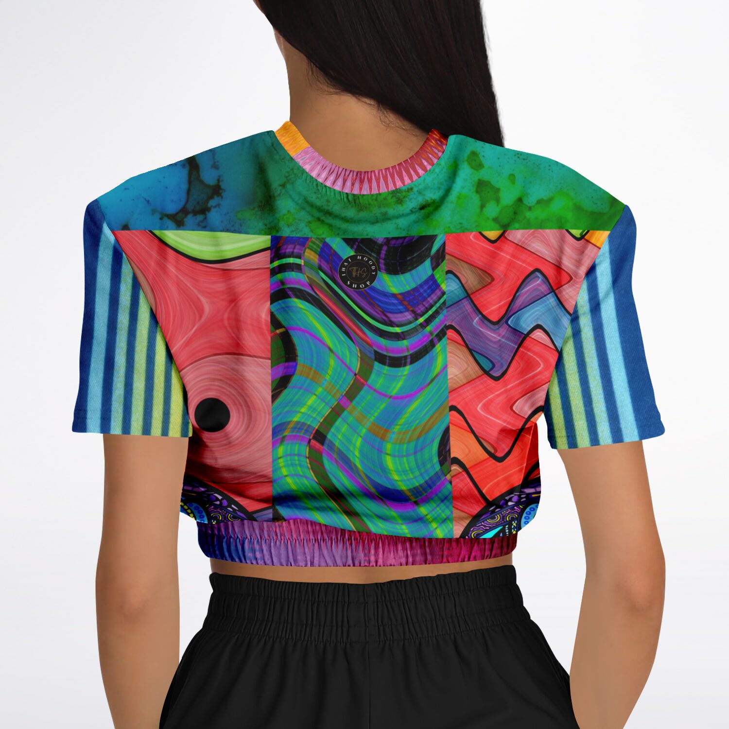 Me So Psychedelic Short Sleeve Eco-Poly Cropped Sweater