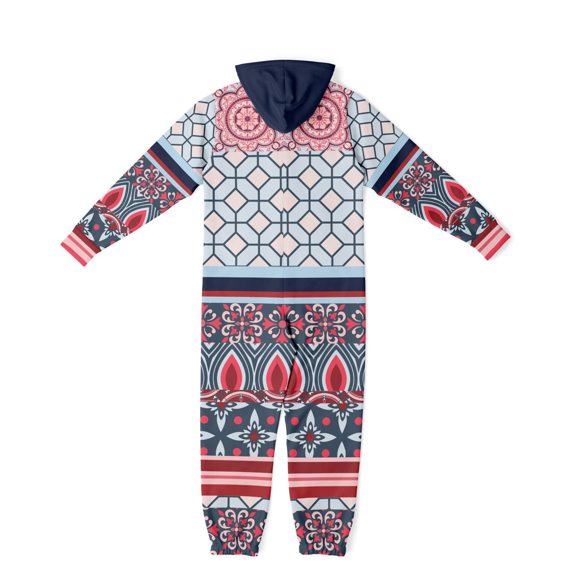 Pink Montauk Geo Patchwork Unisex Eco-Poly Jumpsuit