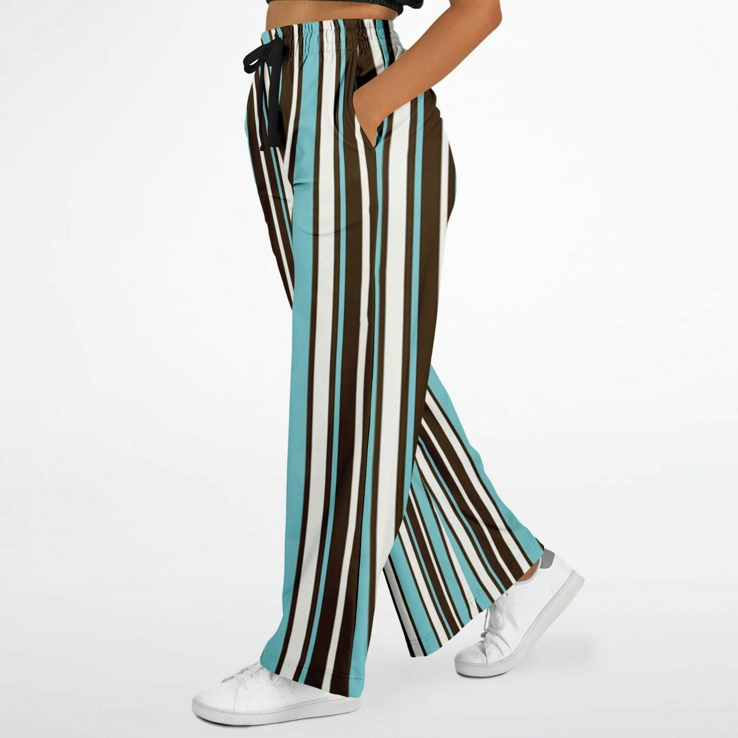 Turk and Caicos Ocean Stripe Eco-Poly Wide Leg Pants