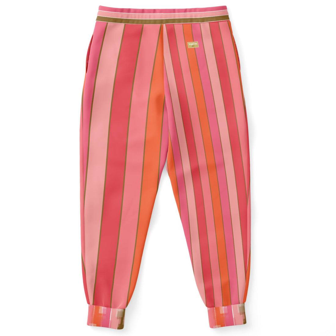 Coral Lipstick Rugby Stripe Eco-Poly Unisex Joggers