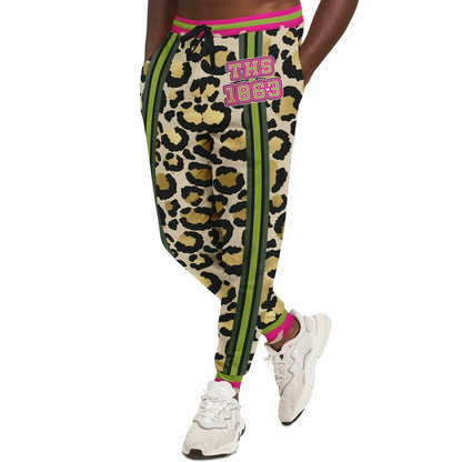 Cheetah Time 1863 Joggers unisex de poliéster ecológico con rayas neón 