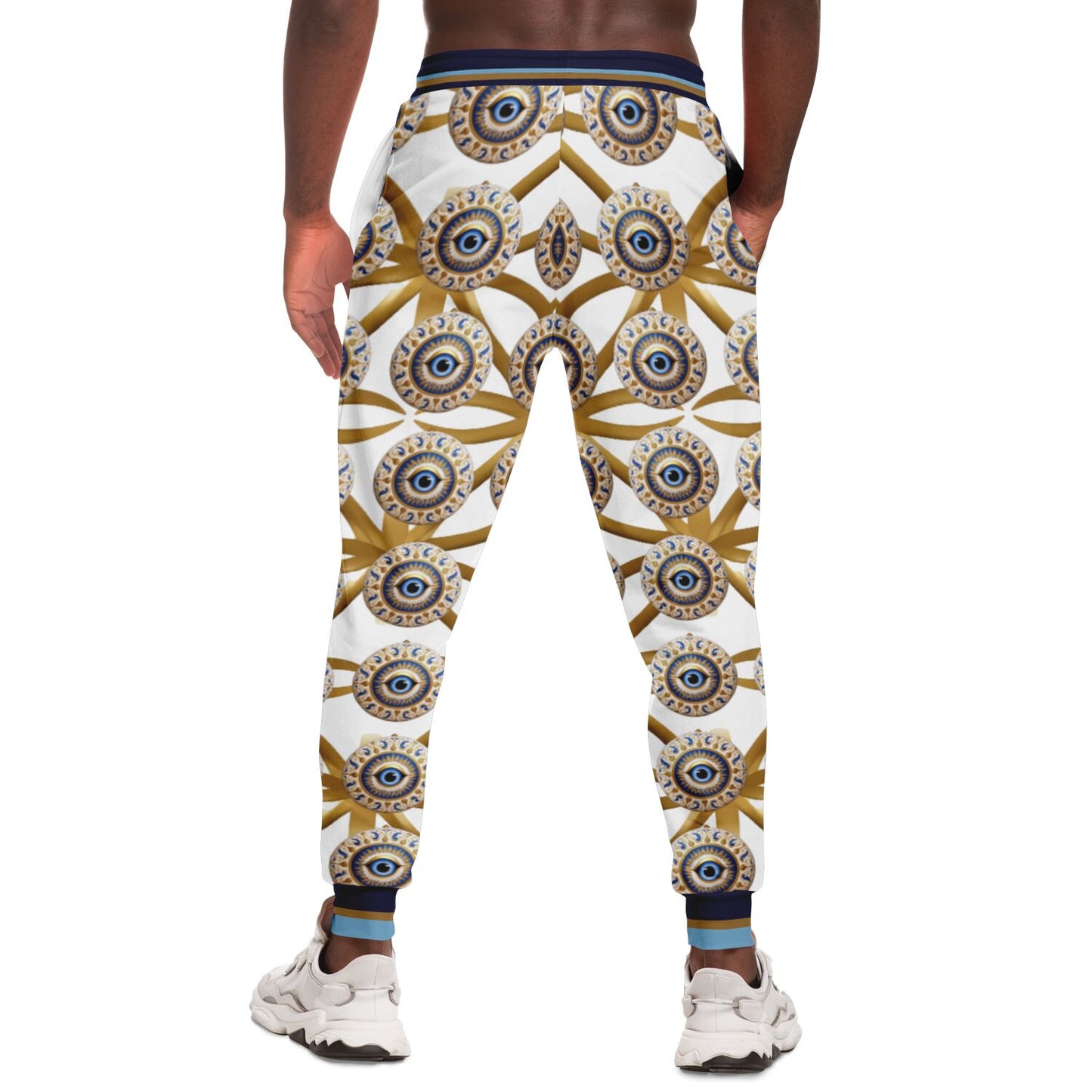 Evil Eye Protection in White Eco-Poly Unisex Joggers