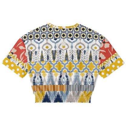 Tallulah Bankhead Elevate Patchwork Short Sleeve Eco-Poly Cropped Sweater