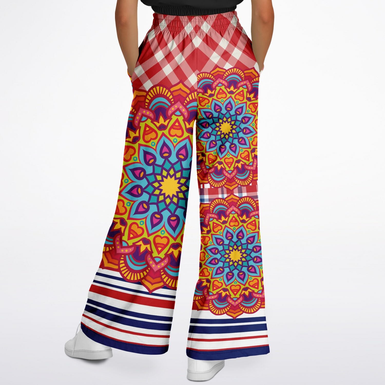 Hippy-Dippy Plaid Eco-Poly Wide Leg Pants