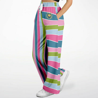 Easter Pastel Rugby Stripe Eco-Poly Wide Leg Pants