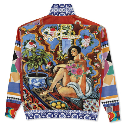 Decorative Figure in Ornamental Heavyweight Oversized Quarter Zip Sweatshirt