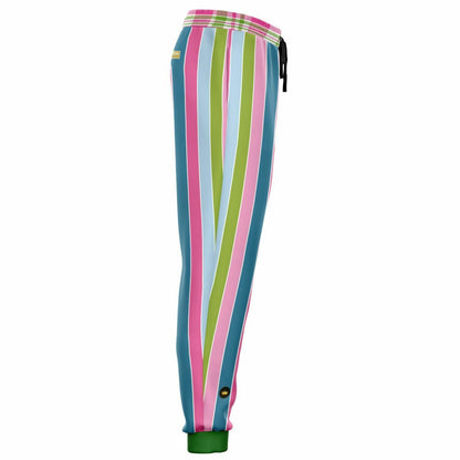 Joggers unisex de poliéster ecológico con rayas de rugby en colores pastel de Pascua 