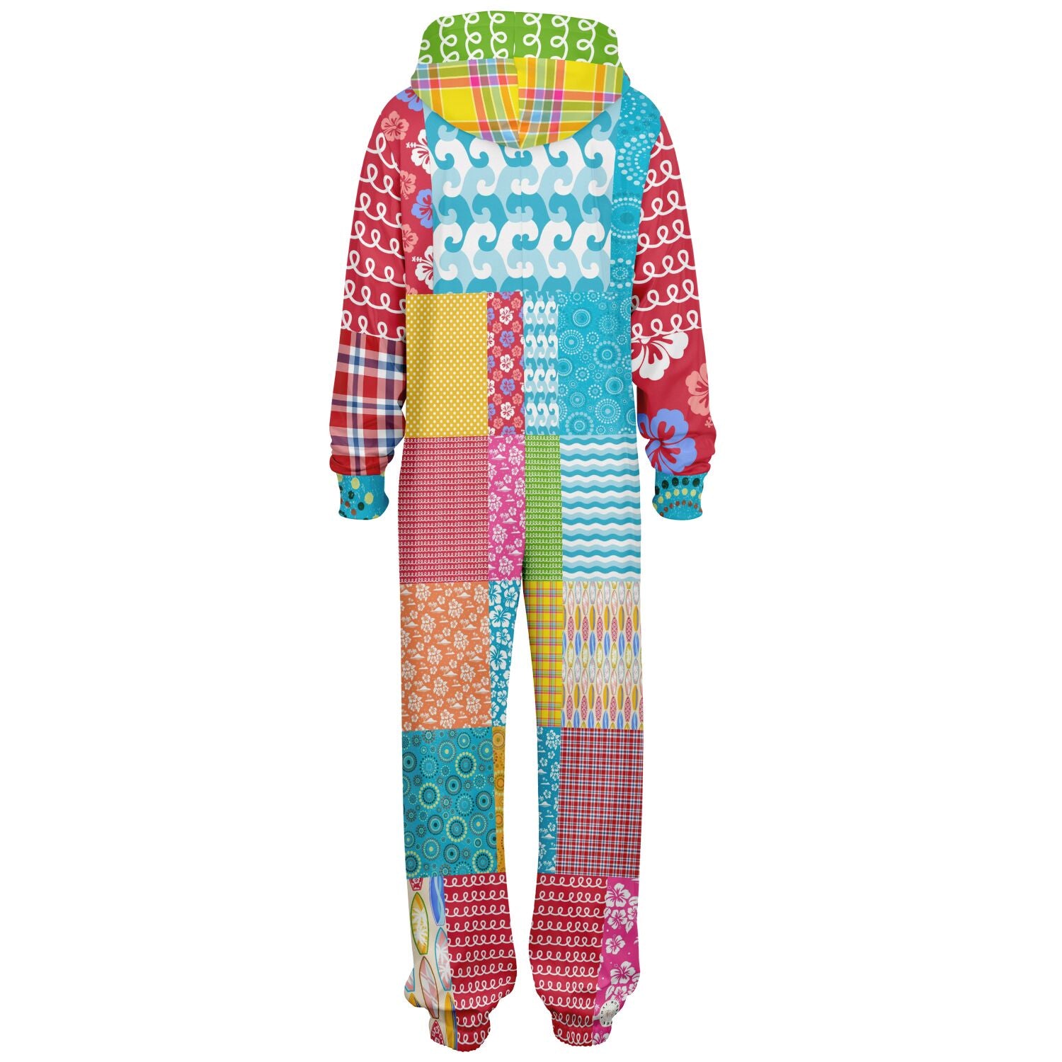 Maui Waui Hawaiian Surfside Patchwork Unisex Fleece Romper